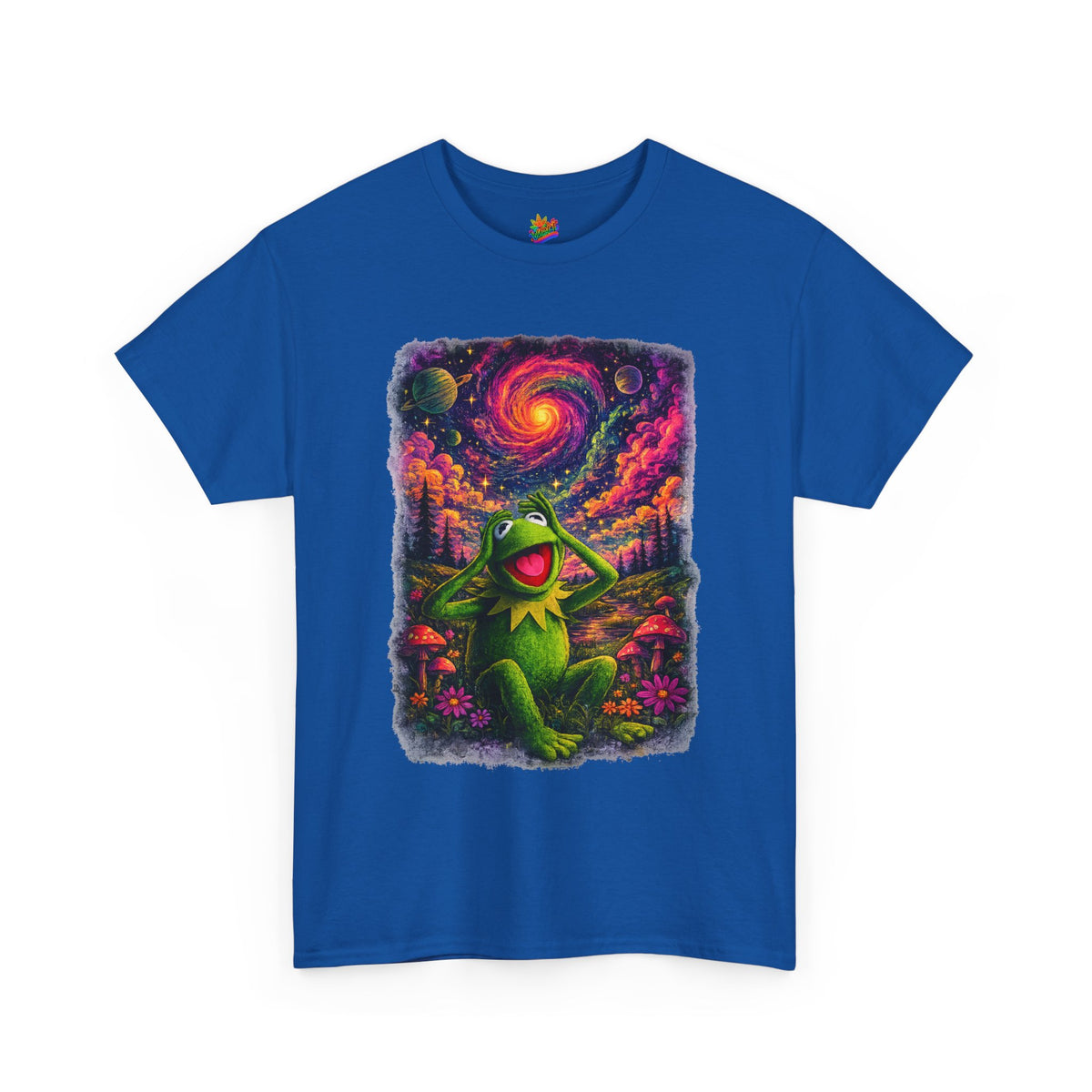 Vert Psychedelic Kermit Vintage Style Unisex Cotton Graphic T-Shirt