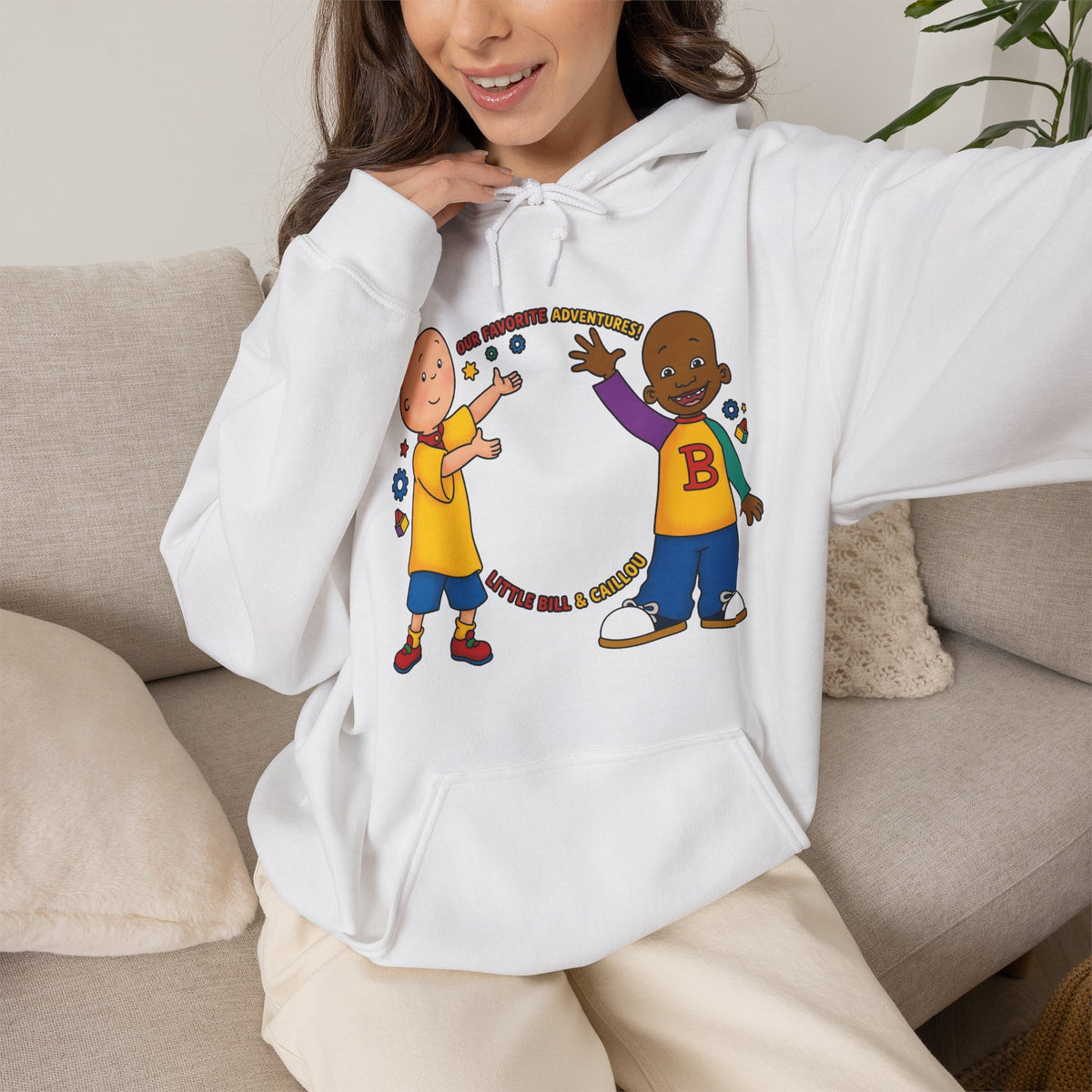 Vert Little Bill & Caillou Vintage Style Unisex Graphic Hoodie