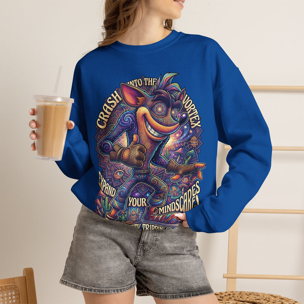 Vert Crash Bandicoot Psychedelic Vintage Style Unisex Graphic Crewneck Sweatshirt