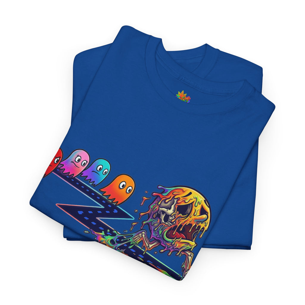 Vert Pac-Man Psychedelic Vintage Style Unisex Cotton Graphic T-Shirt