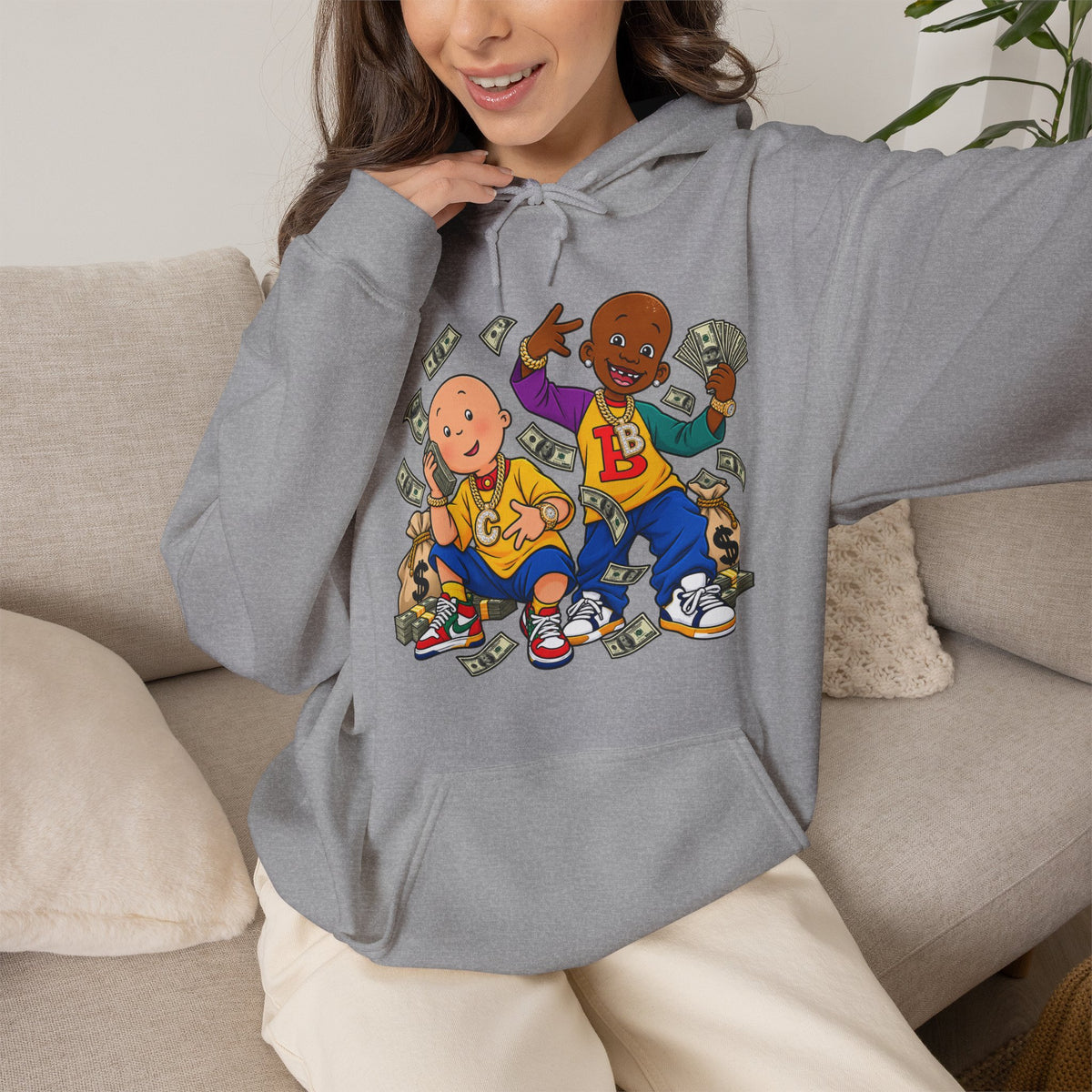 Vert Little Bill & Caillou Alt Vintage Style Unisex Graphic Hoodie