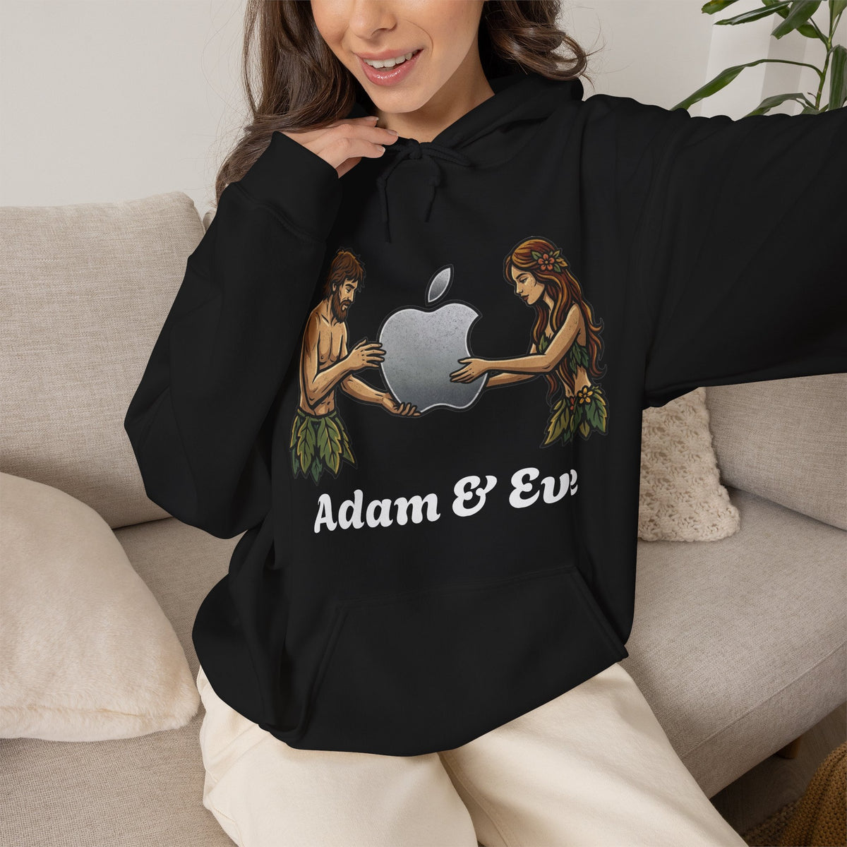 Vert Apple Adam & Eve Vintage Style Unisex Graphic Hoodie
