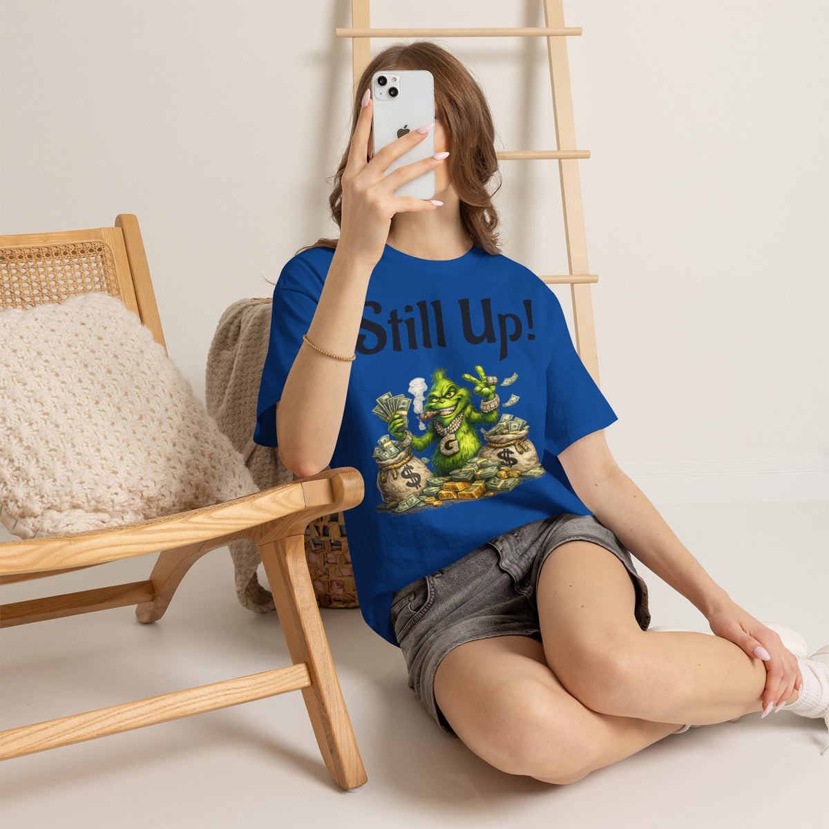 Vert Grinch Smoker Vintage Style Unisex Cotton Graphic T-Shirt