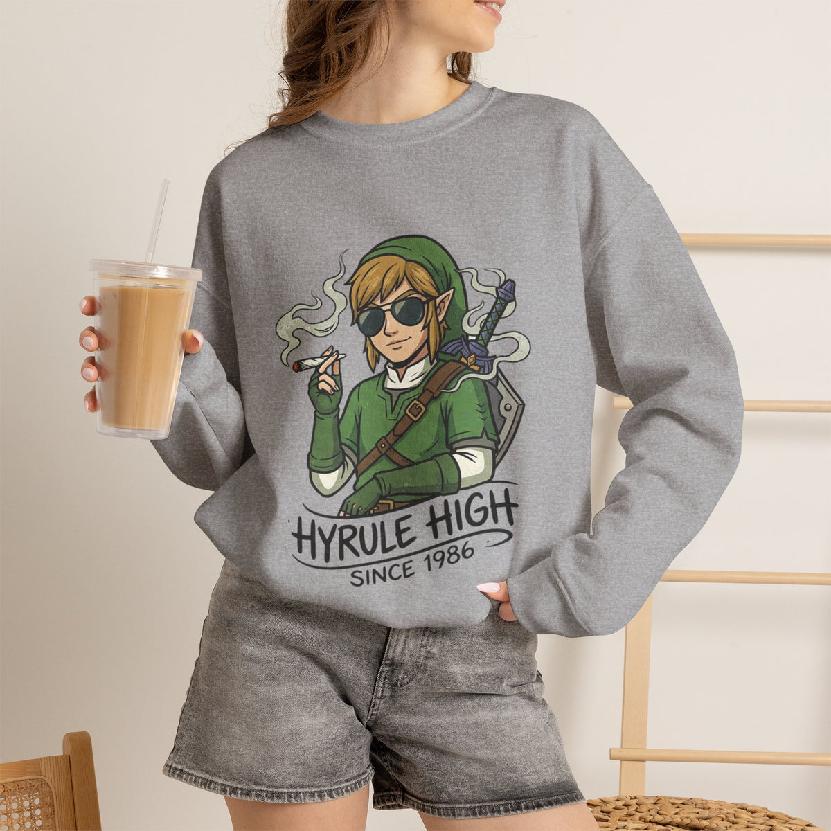 Vert Link Smoker Vintage Style Unisex Graphic Crewneck Sweatshirt