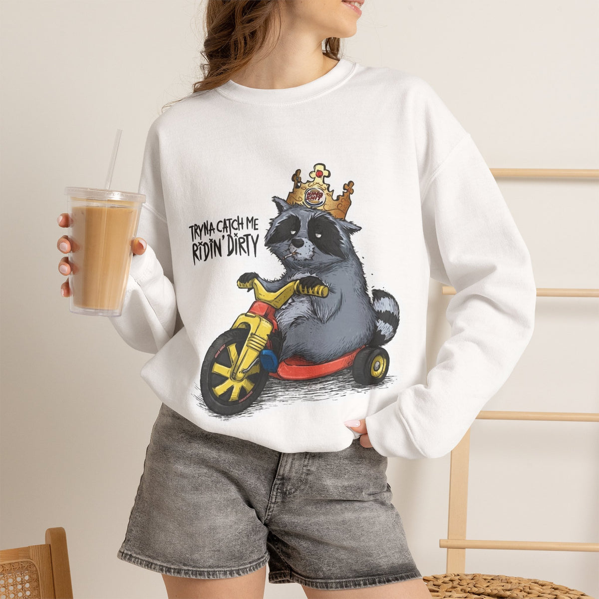 Vert Burger King Parody Vintage Style Unisex Graphic Crewneck Sweatshirt