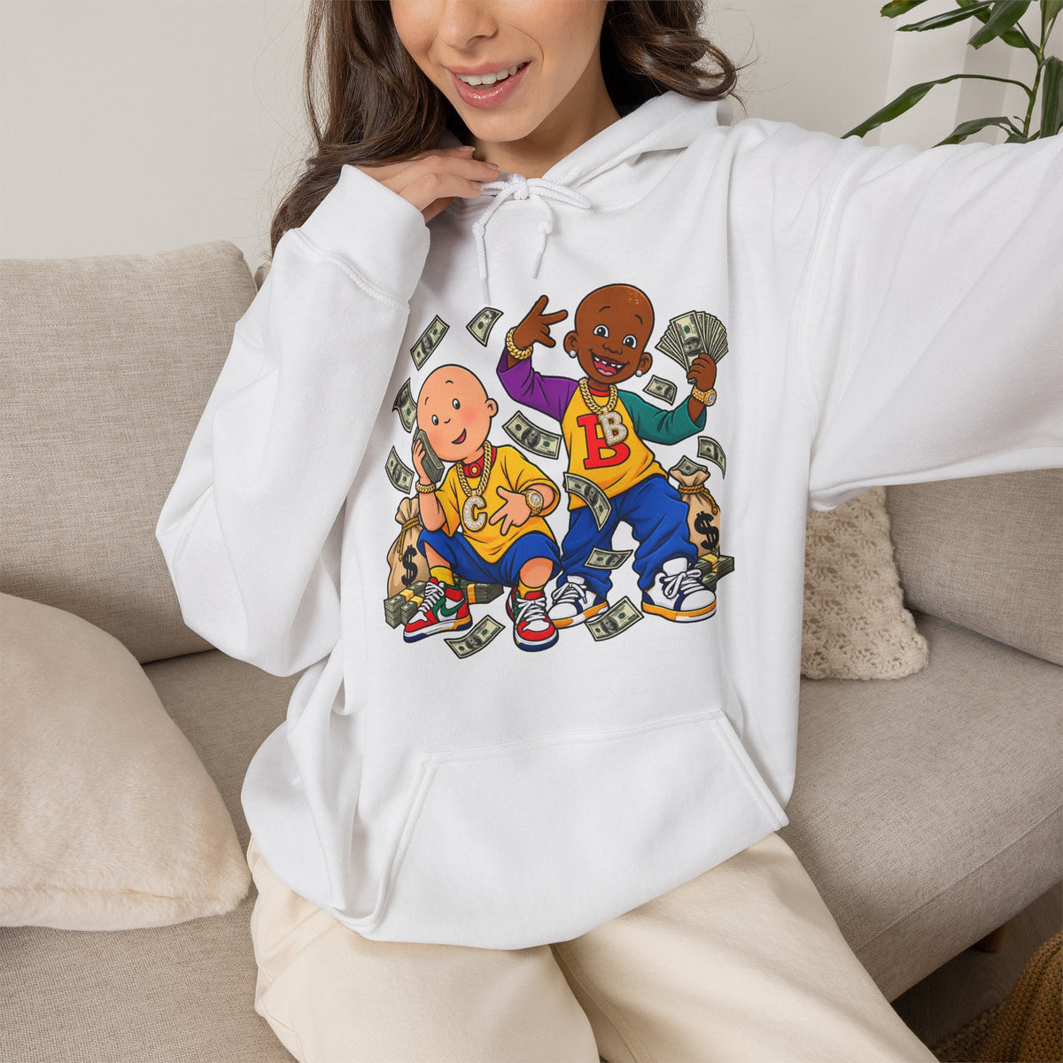 Vert Little Bill & Caillou Alt Vintage Style Unisex Graphic Hoodie