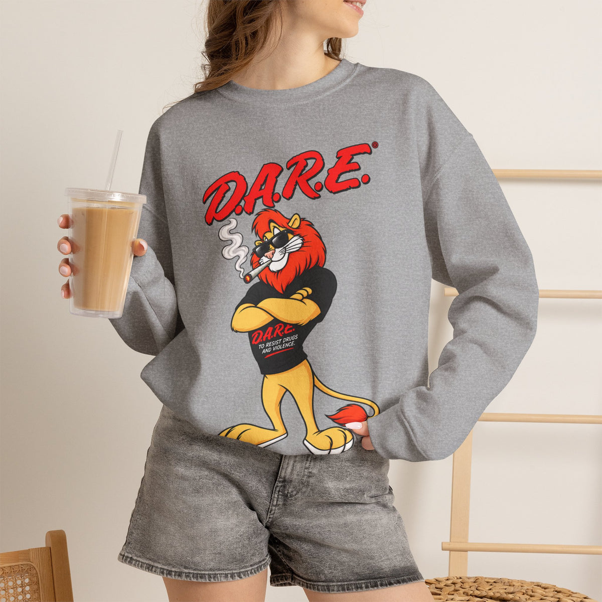 Vert D.A.R.E Vintage Style Unisex Graphic Crewneck Sweatshirt