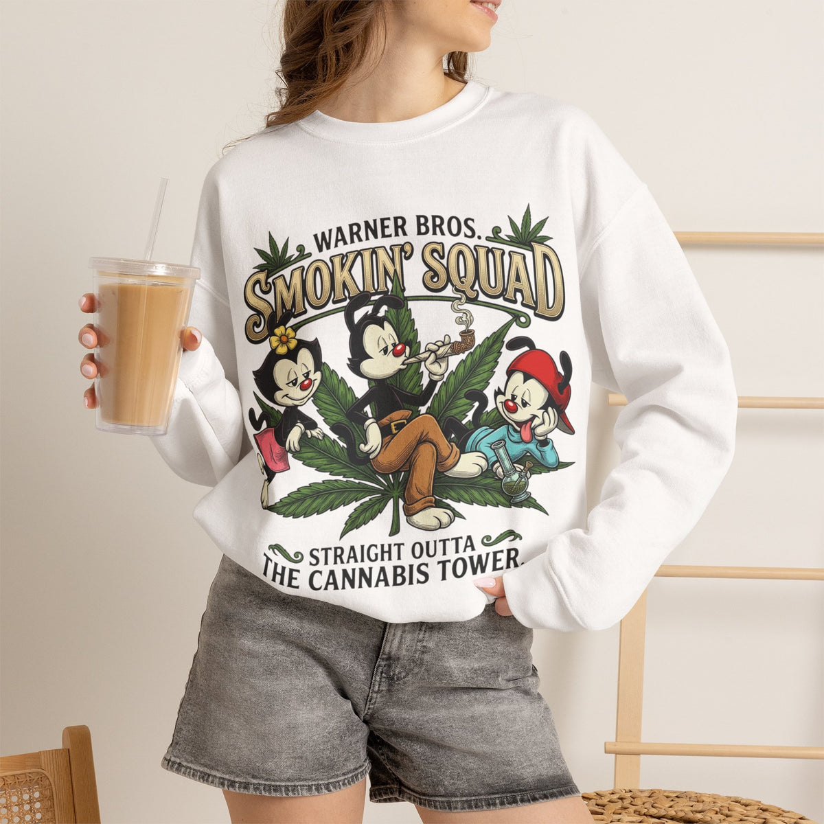 Vert Animaniacs Smoker Vintage Style Unisex Graphic Crewneck Sweatshirt