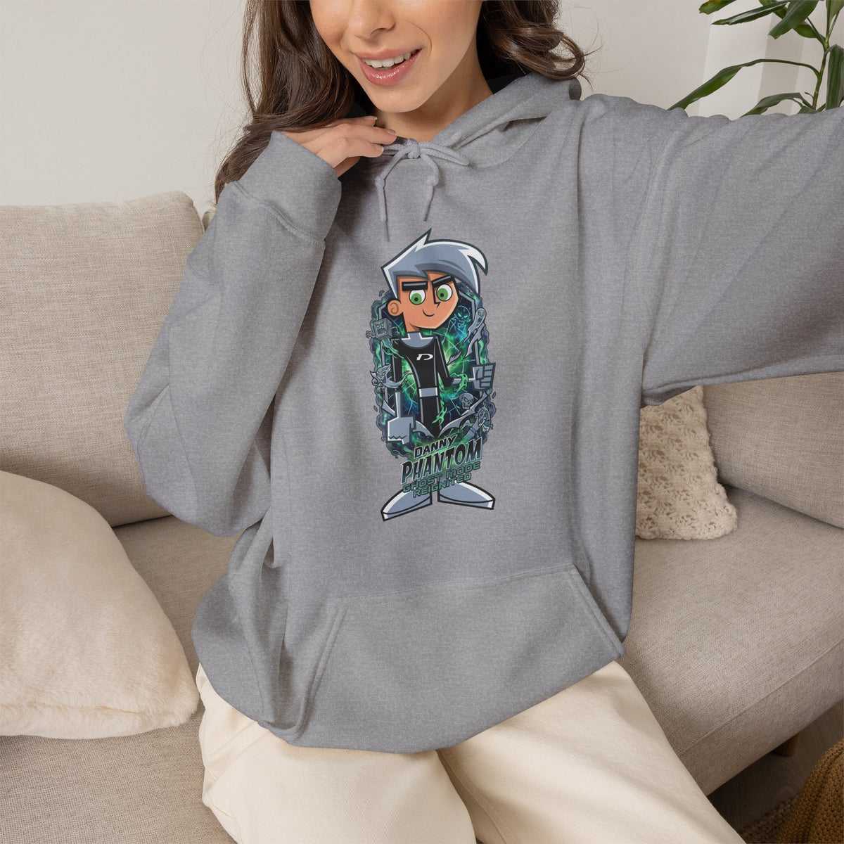 Vert Danny Phantom Vintage Style Unisex Graphic Hoodie