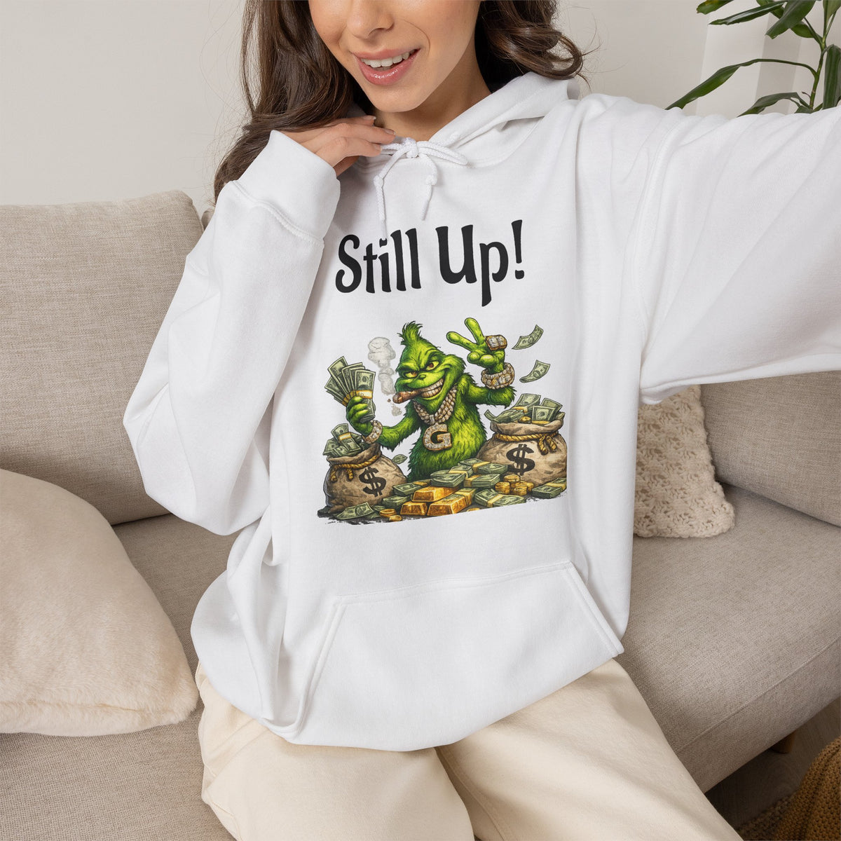 Vert Grinch Smoker Vintage Style Unisex Graphic Hoodie