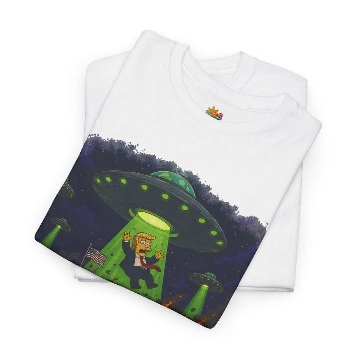 Vert Donald Trump Abduction Vintage Style Unisex Cotton Graphic T-Shirt