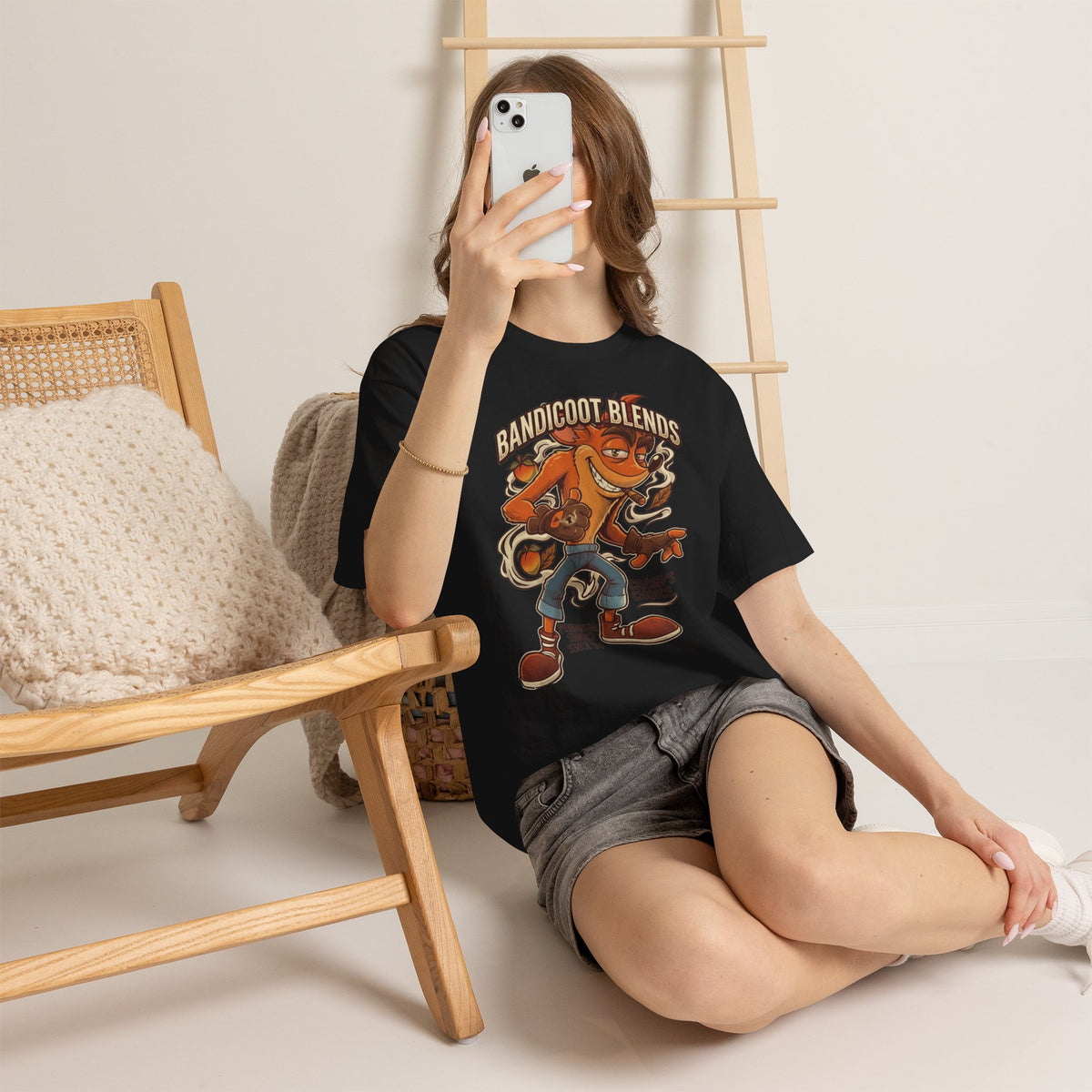 Vert Crash Bandicoot Smoker Vintage Style Unisex Cotton Graphic T-Shirt