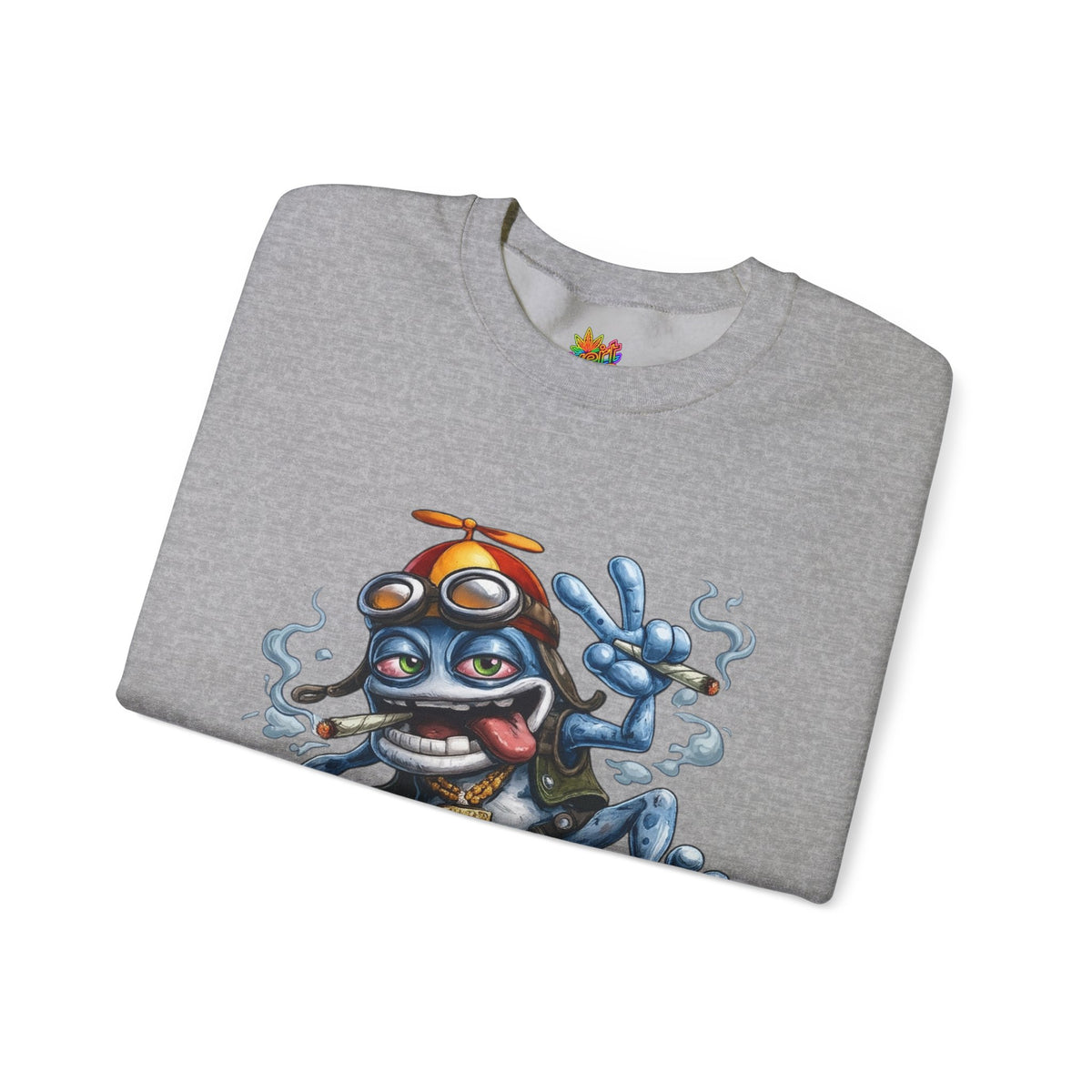 Vert Crazy Frog Smoker Vintage Style Unisex Graphic Crewneck Sweatshirt