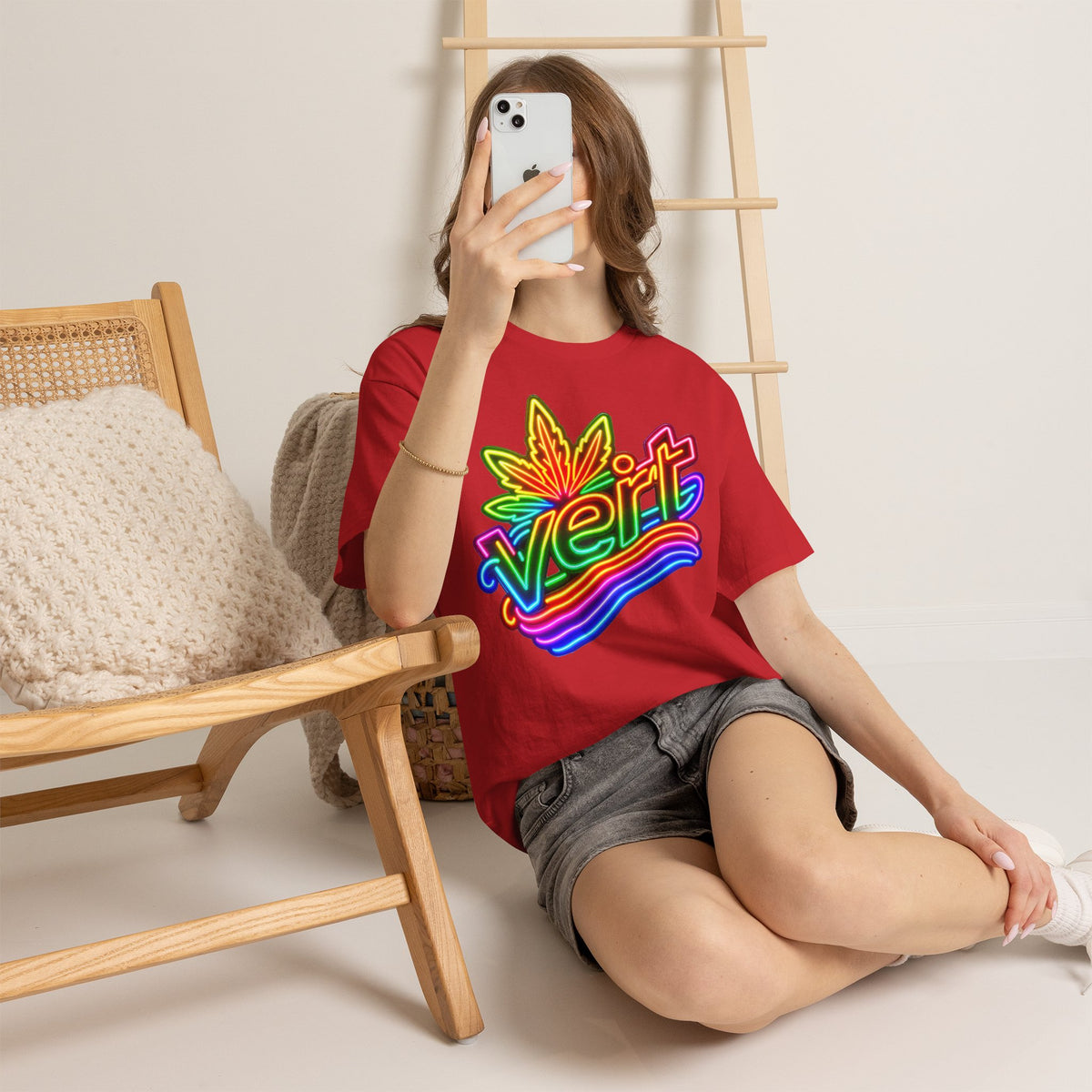 Vert Neon Logo Vintage Style Unisex Cotton Graphic T-Shirt