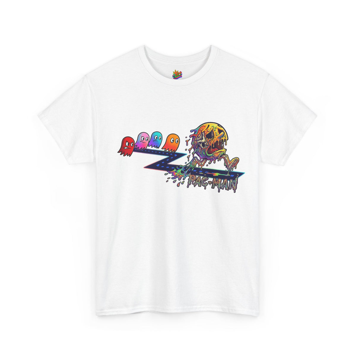 Vert Pac-Man Psychedelic Vintage Style Unisex Cotton Graphic T-Shirt