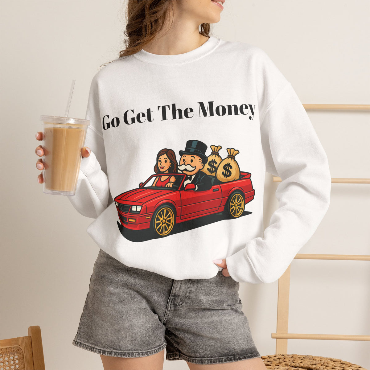 Vert Monopoly Man Vintage Style Unisex Graphic Crewneck Sweatshirt