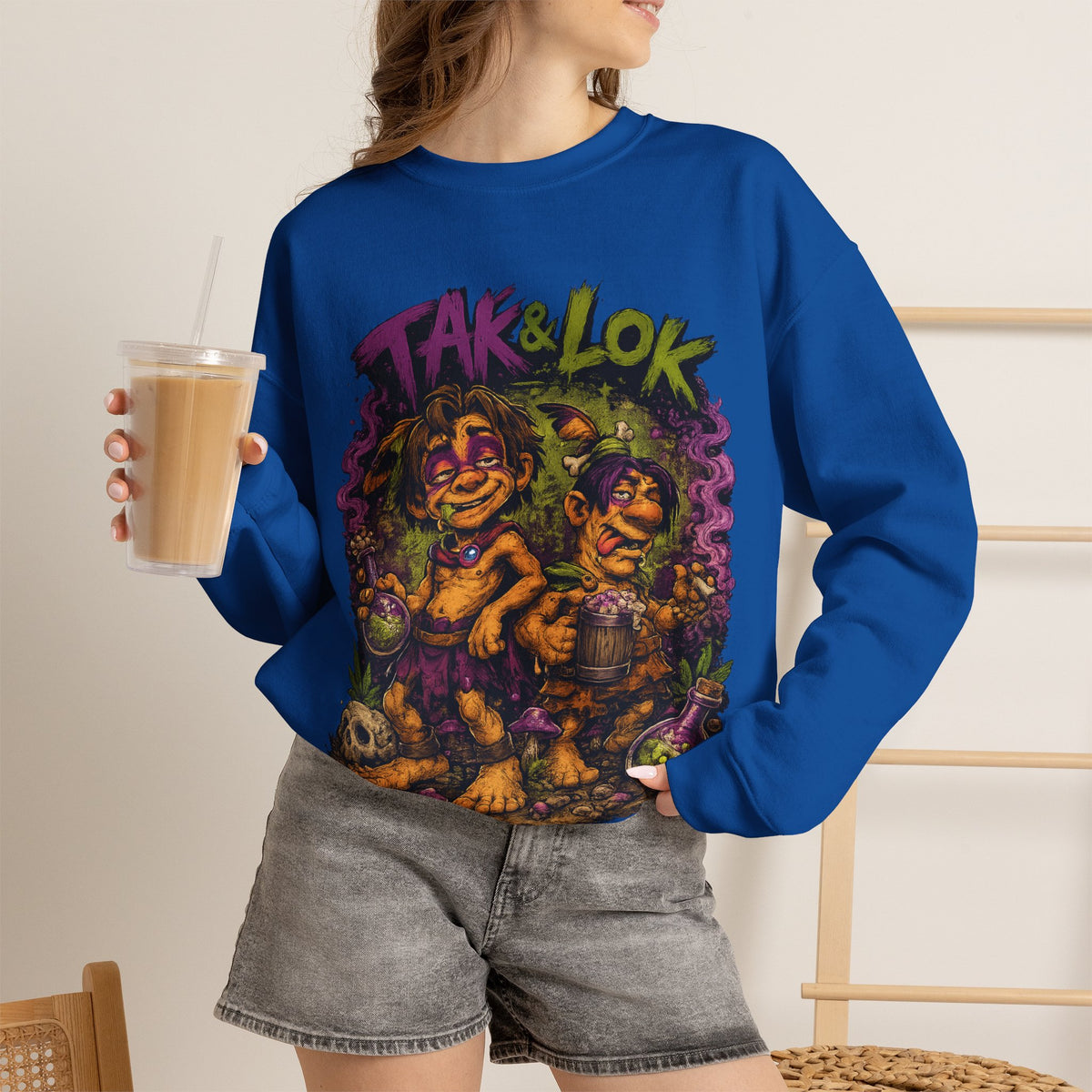 Vert Tak & Lok Vintage Style Unisex Graphic Crewneck Sweatshirt