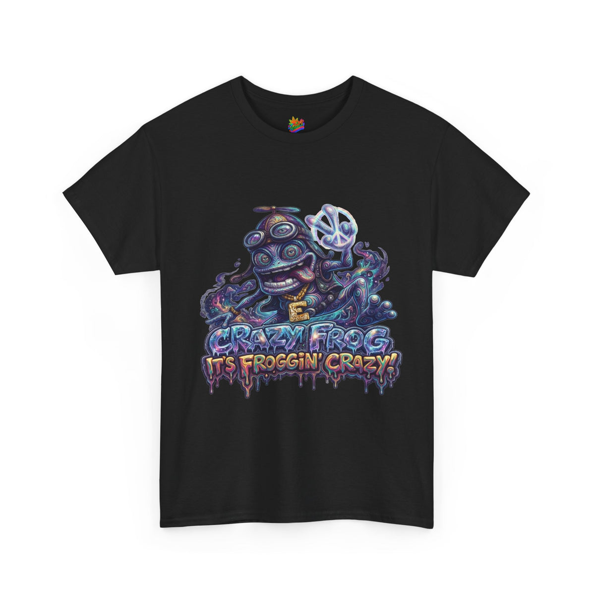 Vert Crazy Frog Psychedelic Vintage Style Unisex Cotton Graphic T-Shirt