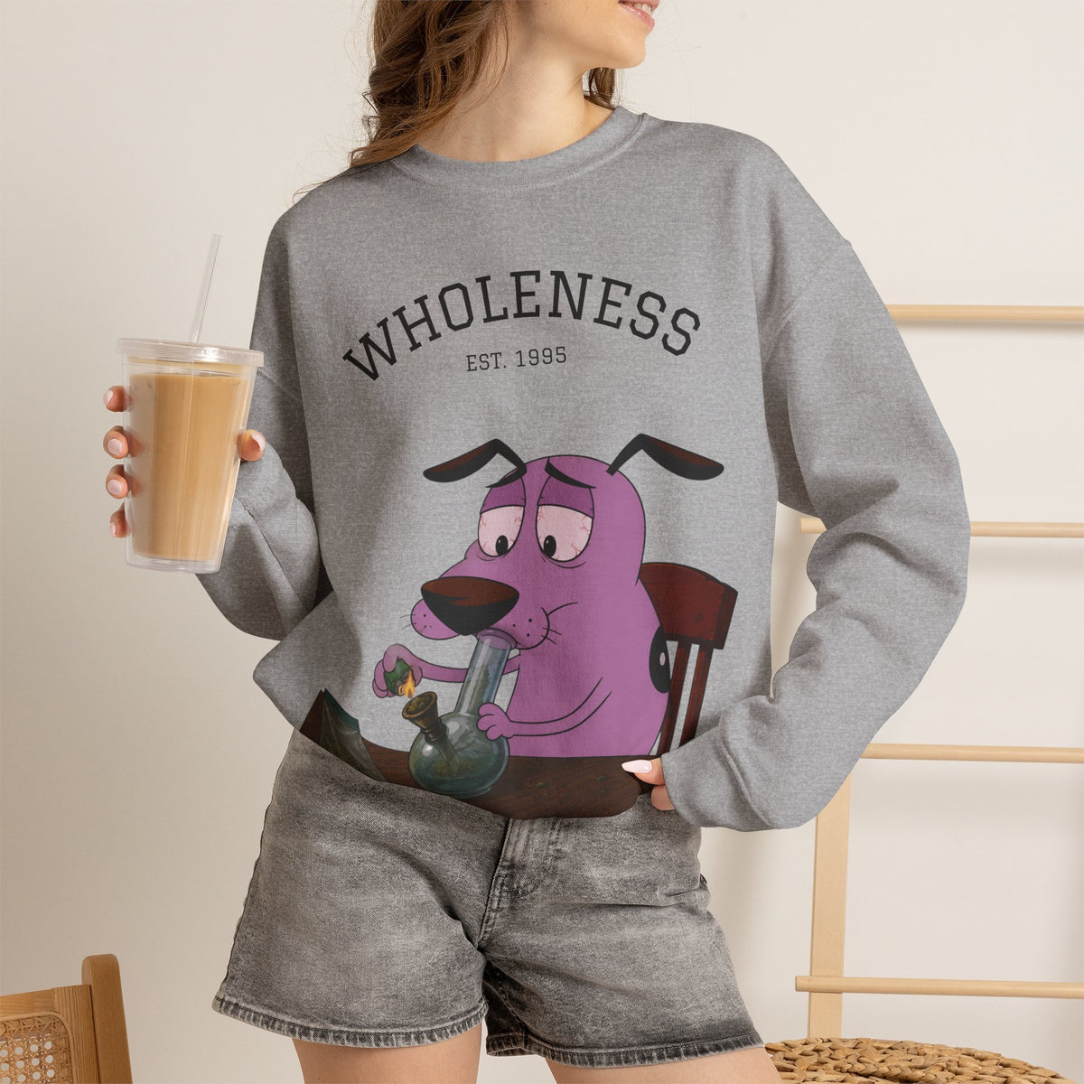 Vert Courage The Cowardly Dog Smoker Unisex Graphic Crewneck Sweatshirt