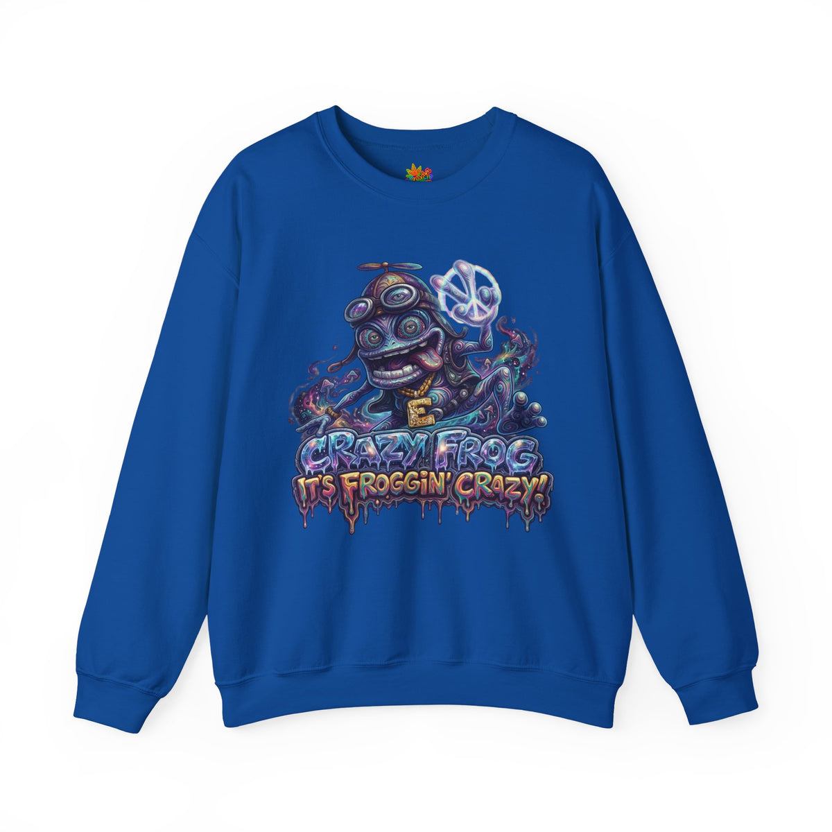 Vert Crazy Frog Psychedelic Vintage Style Unisex Graphic Crewneck Sweatshirt