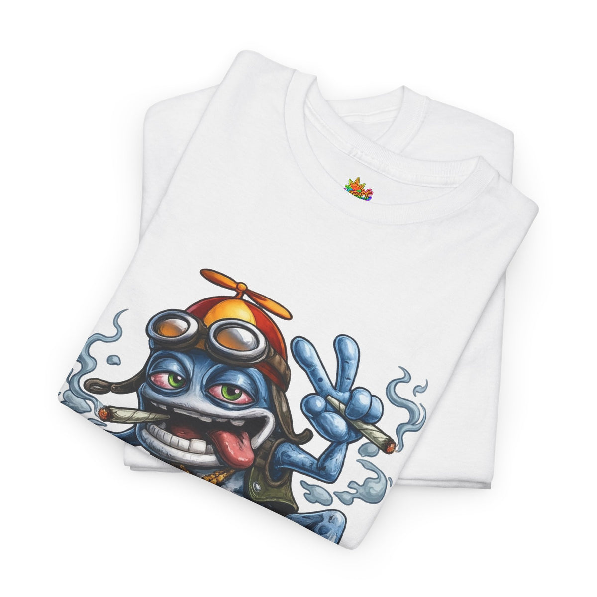 Vert Crazy Frog Smoker Vintage Style Unisex Cotton Graphic T-Shirt
