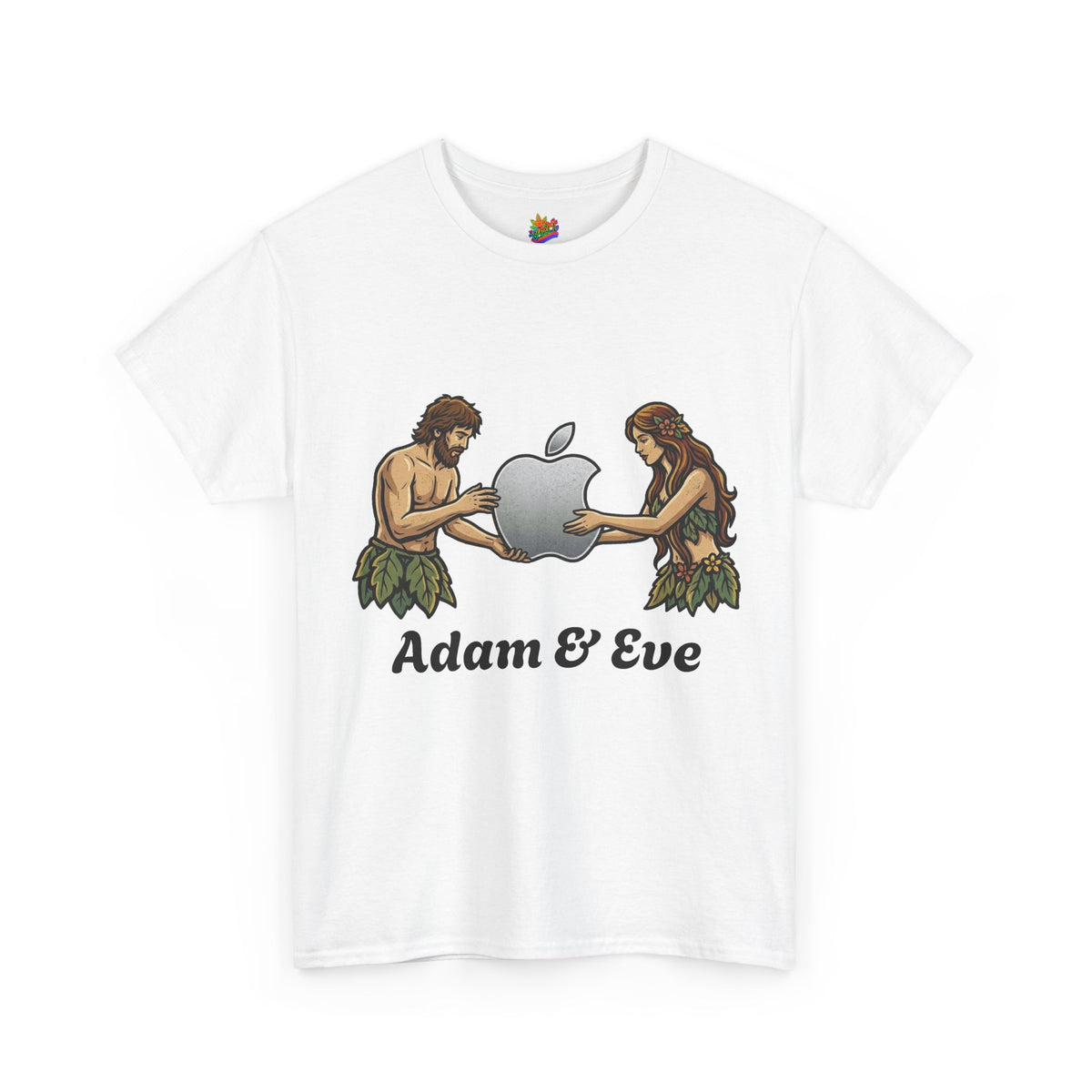 Vert Apple Adam & Eve Parody Vintage Style Unisex Cotton Graphic T-Shirt