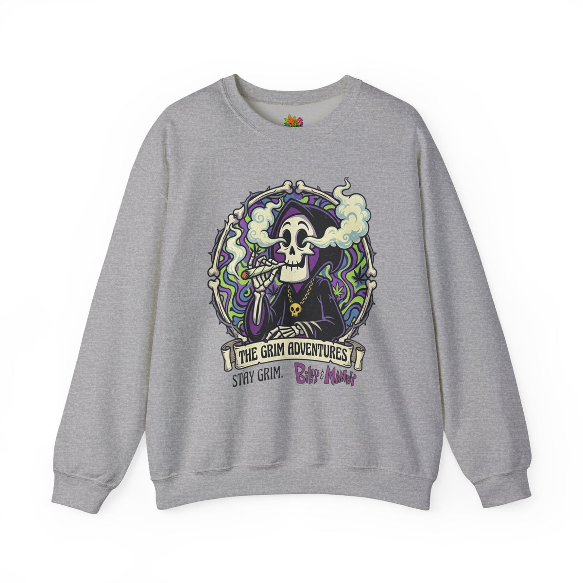 Vert Grim Smoker Vintage Style Unisex Graphic Crewneck Sweatshirt