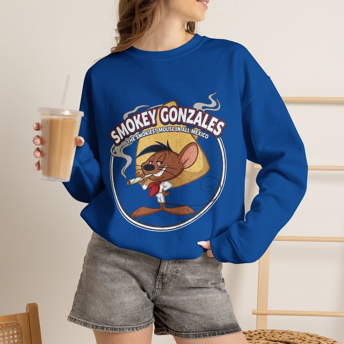 Vert Speedy Gonzales Smoker Vintage Style Unisex Graphic Crewneck Sweatshirt