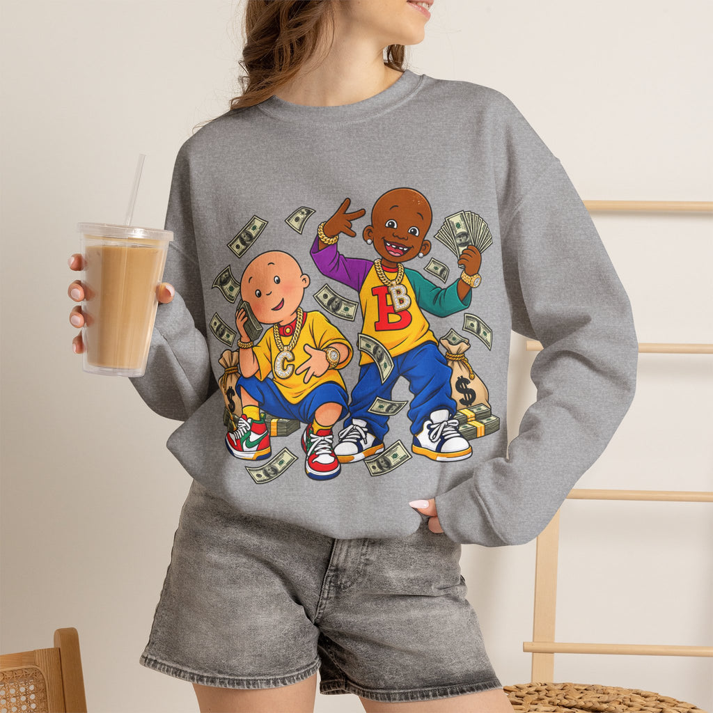 Vert Little Bill & Caillou Alt Vintage Style Unisex Graphic Crewneck Sweatshirt