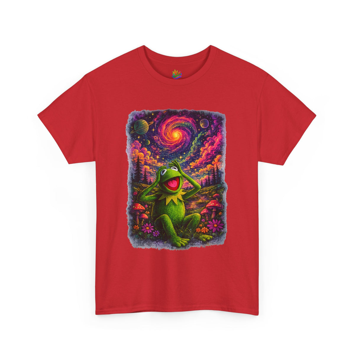 Vert Psychedelic Kermit Vintage Style Unisex Cotton Graphic T-Shirt