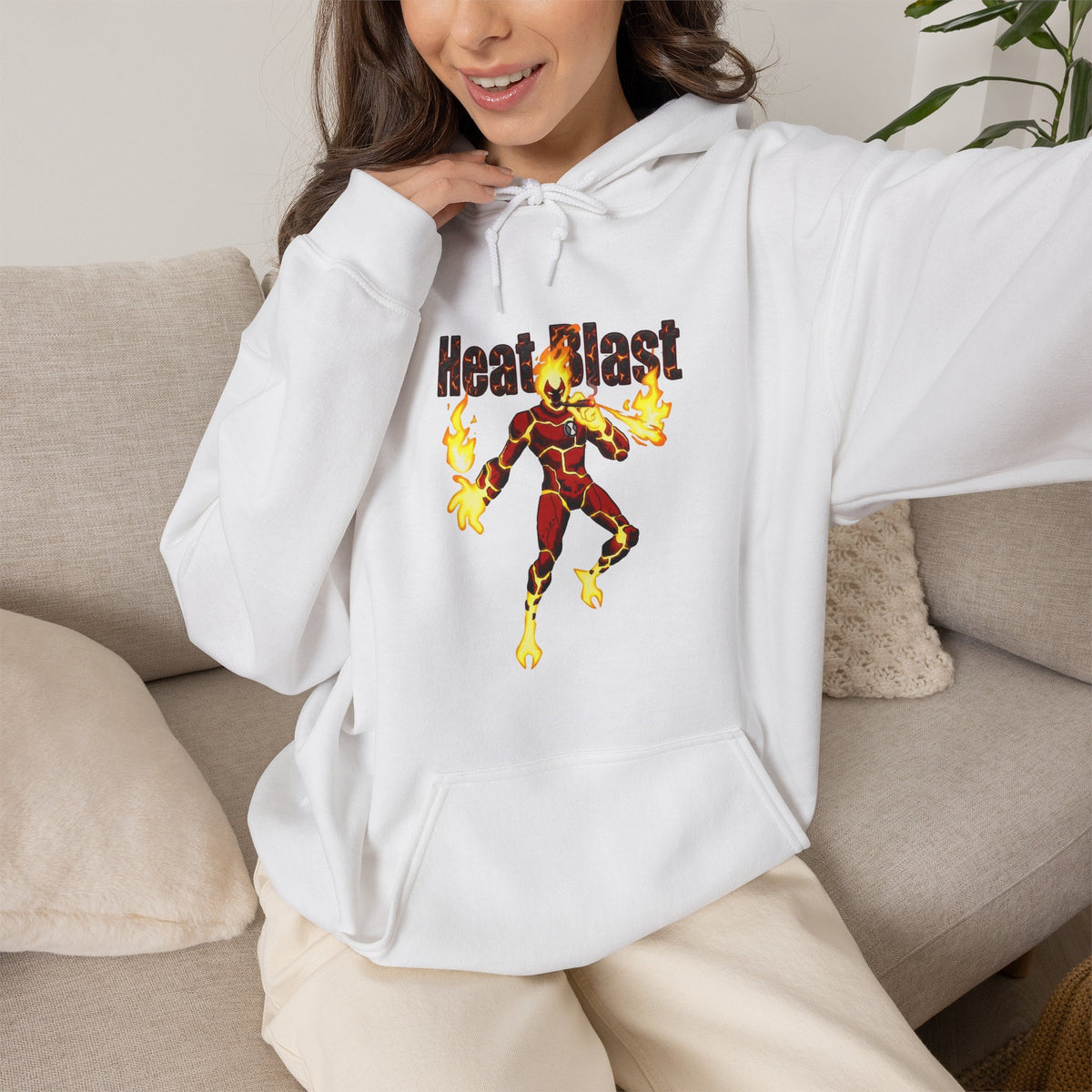 Vert Ben 10 Heat Blast Vintage Style Unisex Graphic Hoodie