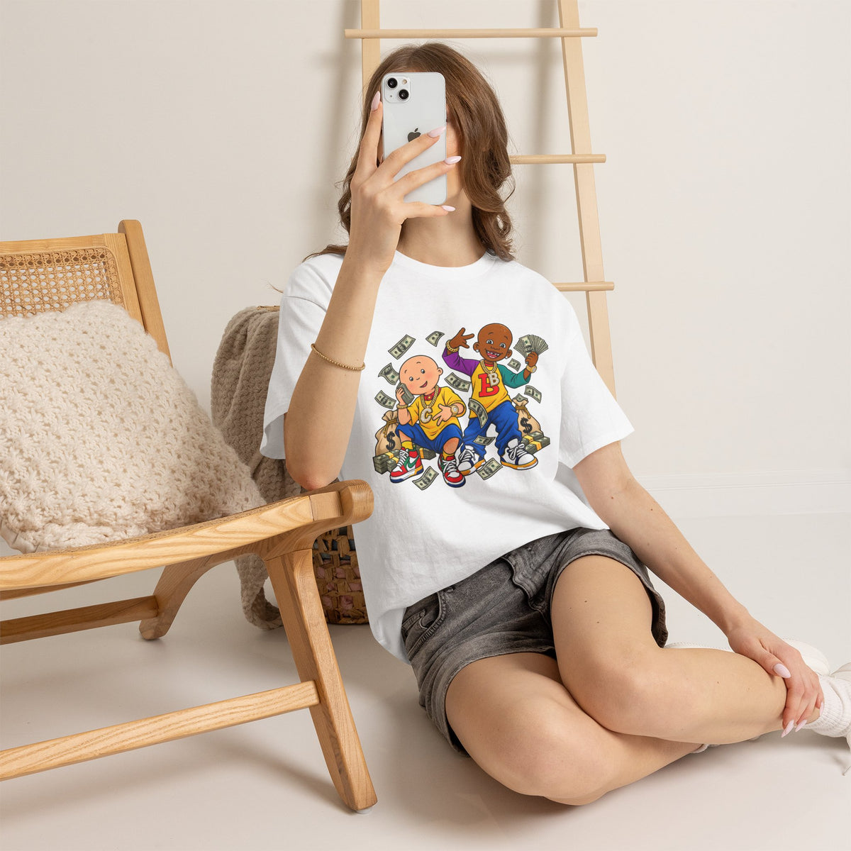 Vert Little Bill & Caillou Alt Vintage Style Unisex Cotton Graphic T-Shirt