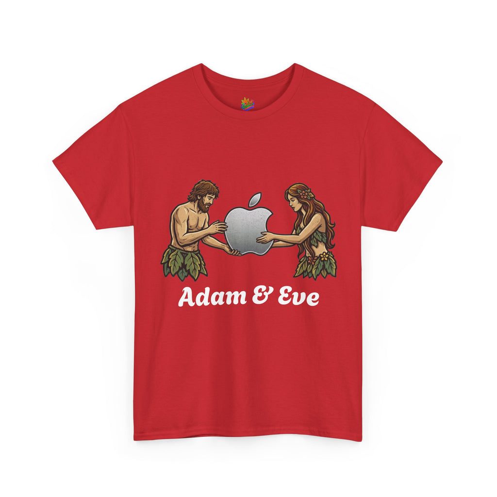 Vert Apple Adam & Eve Parody Vintage Style Unisex Cotton Graphic T-Shirt