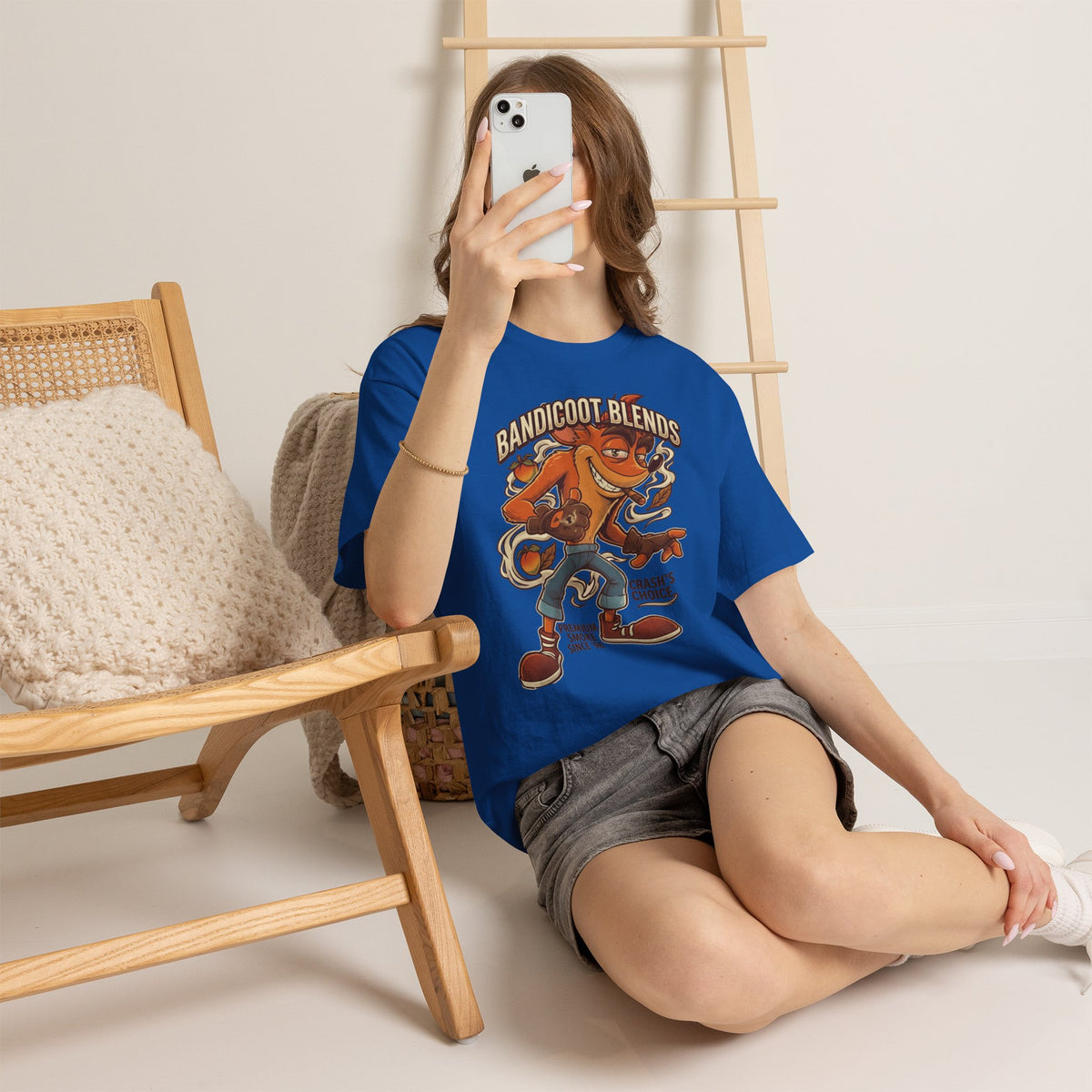 Vert Crash Bandicoot Smoker Vintage Style Unisex Cotton Graphic T-Shirt