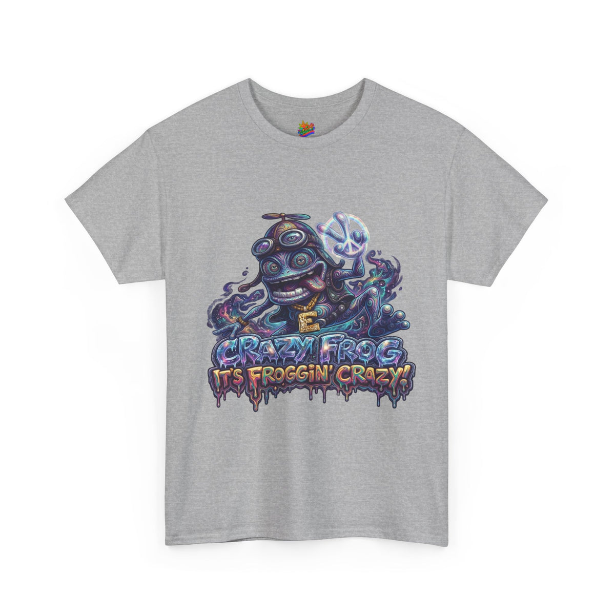 Vert Crazy Frog Psychedelic Vintage Style Unisex Cotton Graphic T-Shirt
