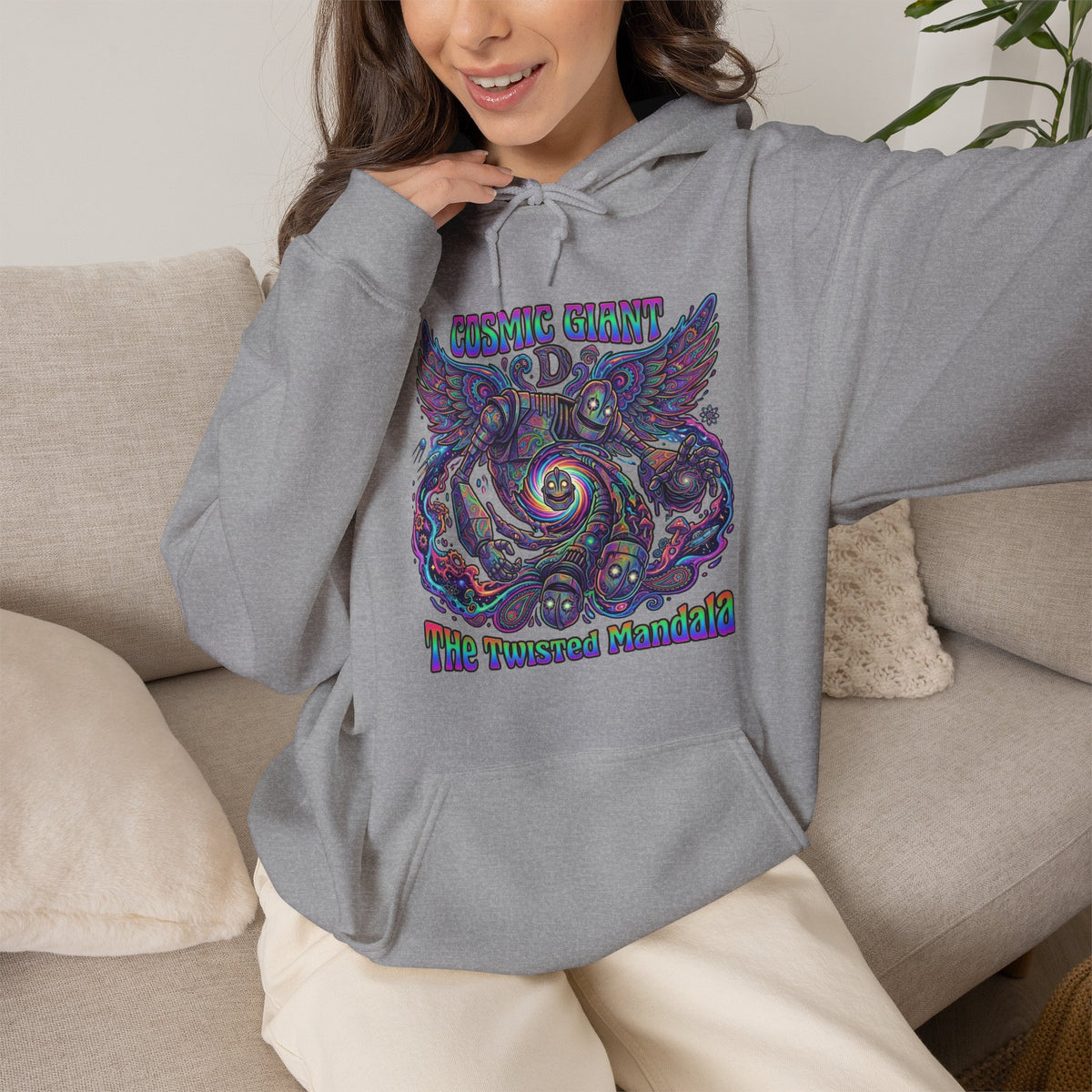 Vert Iron Giant Psychedelic Vintage Style Unisex Graphic Hoodie