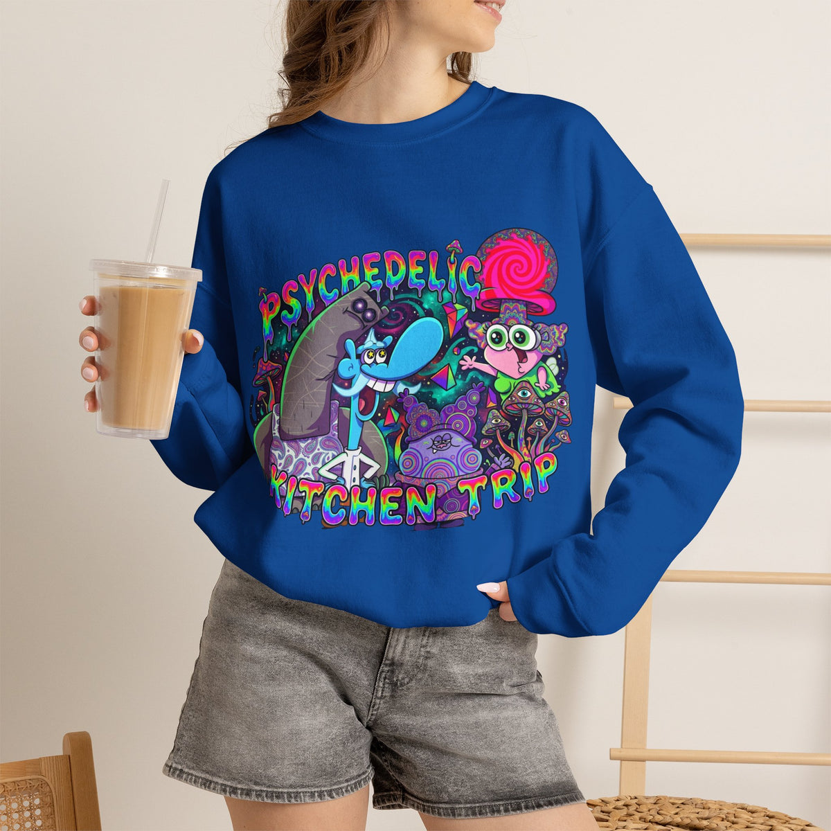 Vert Chowder Psychedelic Vintage Style Unisex Graphic Crewneck Sweatshirt