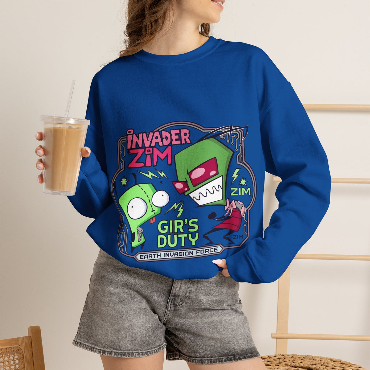 Vert Invader Zim Vintage Style Unisex Graphic Crewneck Sweatshirt