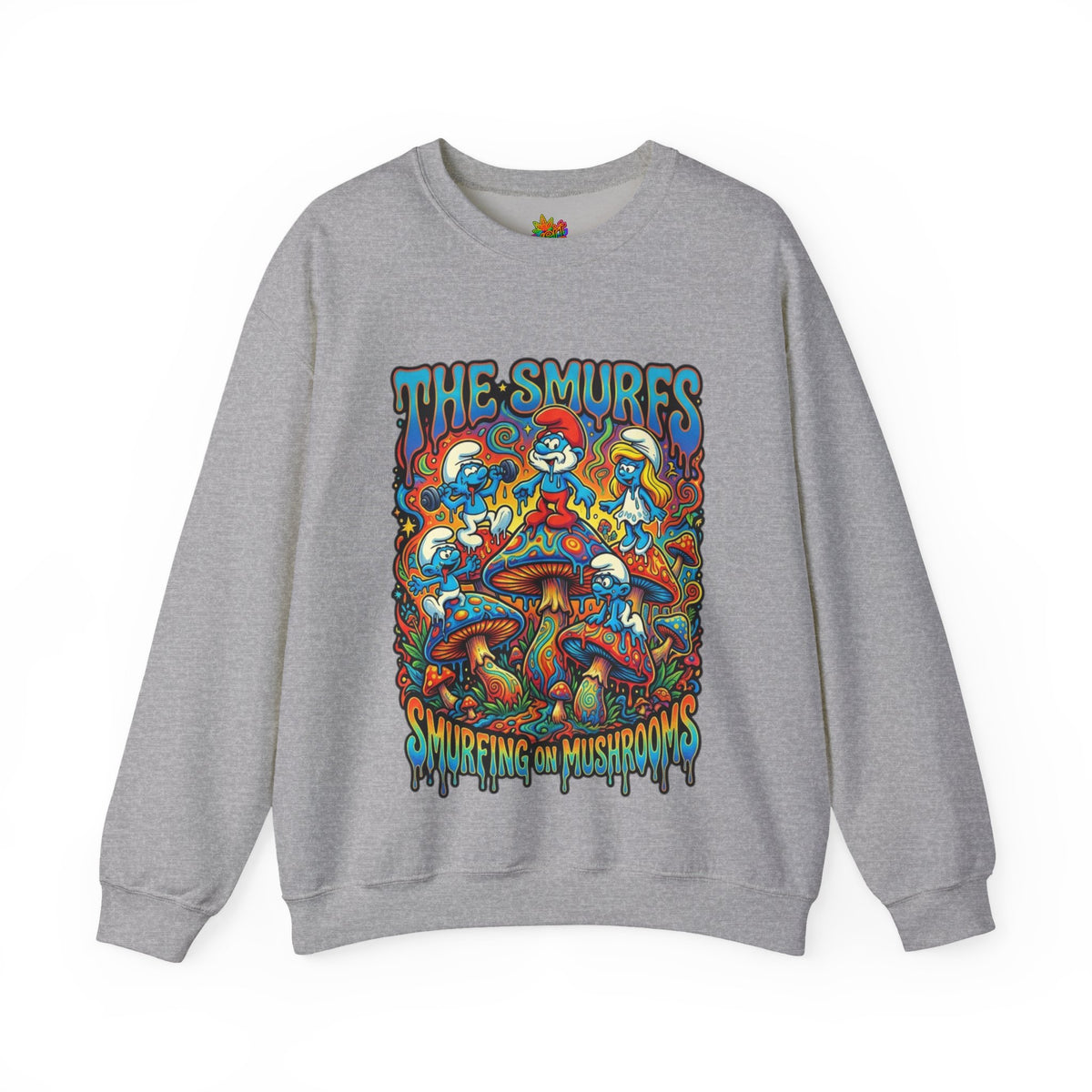 Vert Smurfs Psychedelic Vintage Style Unisex Graphic Crewneck Sweatshirt