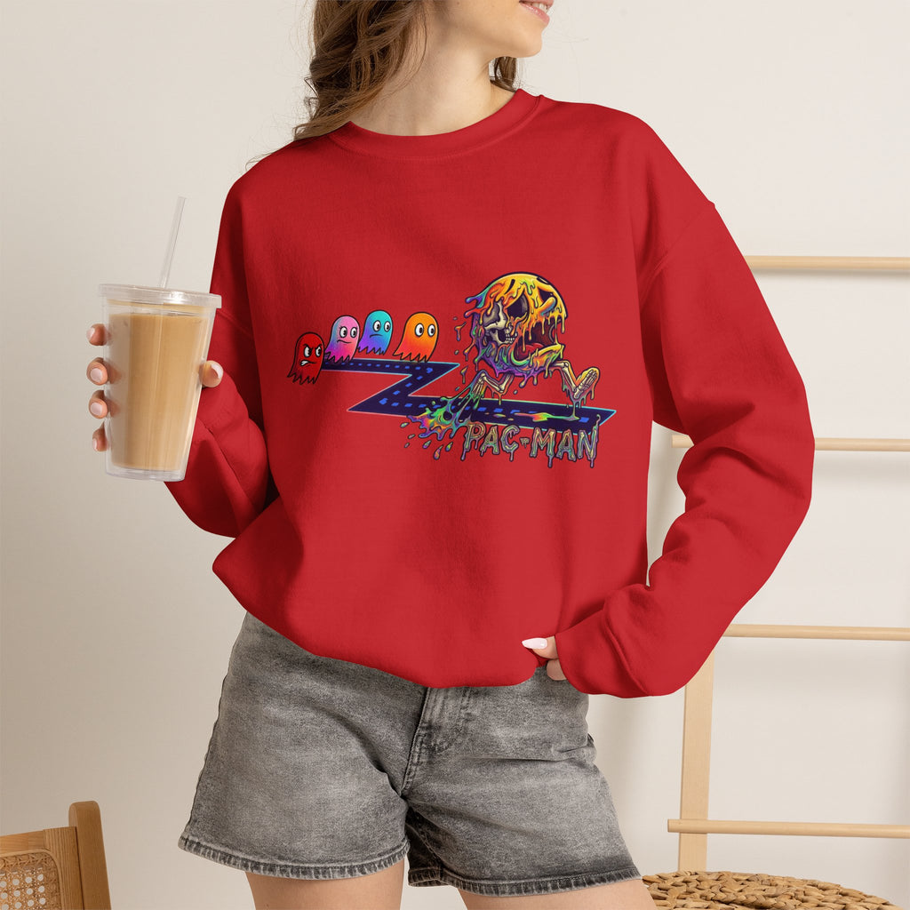 Vert Pac-Man Psychedelic Vintage Style Unisex Graphic Crewneck Sweatshirt