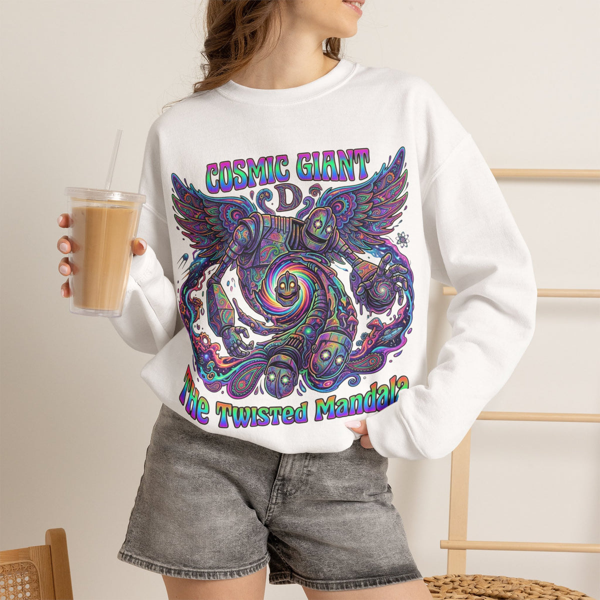 Vert Iron Giant Psychedelic Vintage Style Unisex Graphic Crewneck Sweatshirt