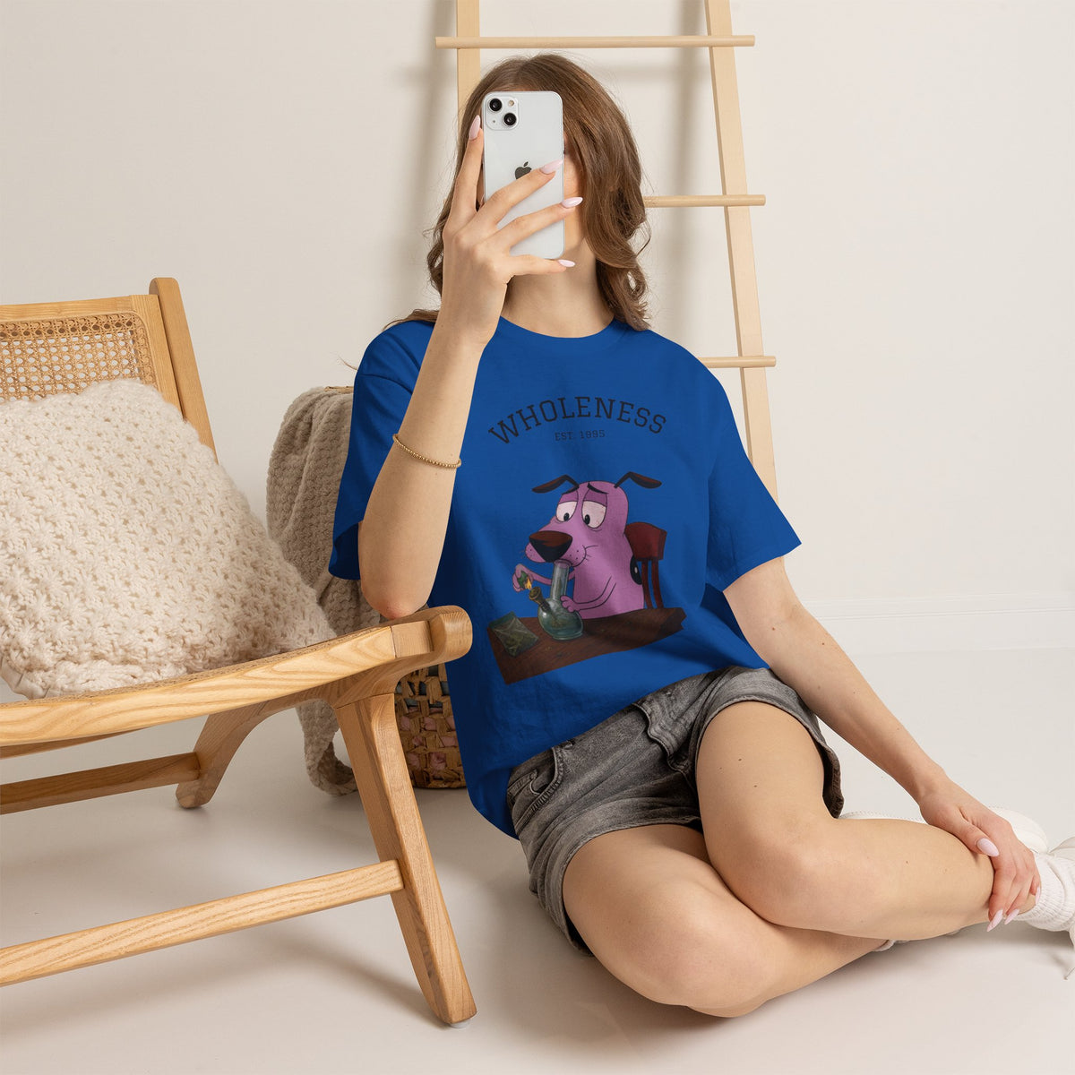 Vert Courage The Cowardly Dog Smoker Vintage Style Unisex Cotton Graphic T-Shirt