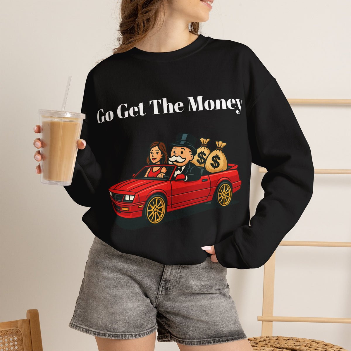 Vert Monopoly Man Vintage Style Unisex Graphic Crewneck Sweatshirt