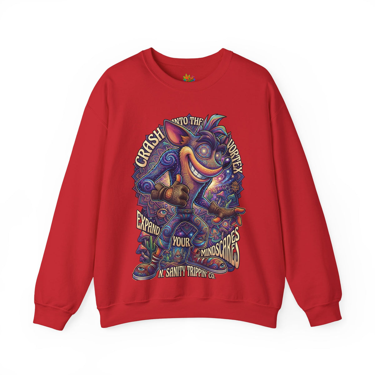 Vert Crash Bandicoot Psychedelic Vintage Style Unisex Graphic Crewneck Sweatshirt