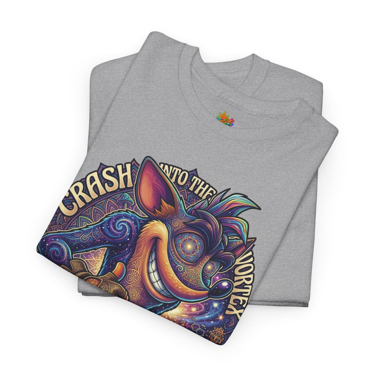 Vert Crash Bandicoot Psychedelic Vintage Style Unisex Cotton Graphic T-Shirt