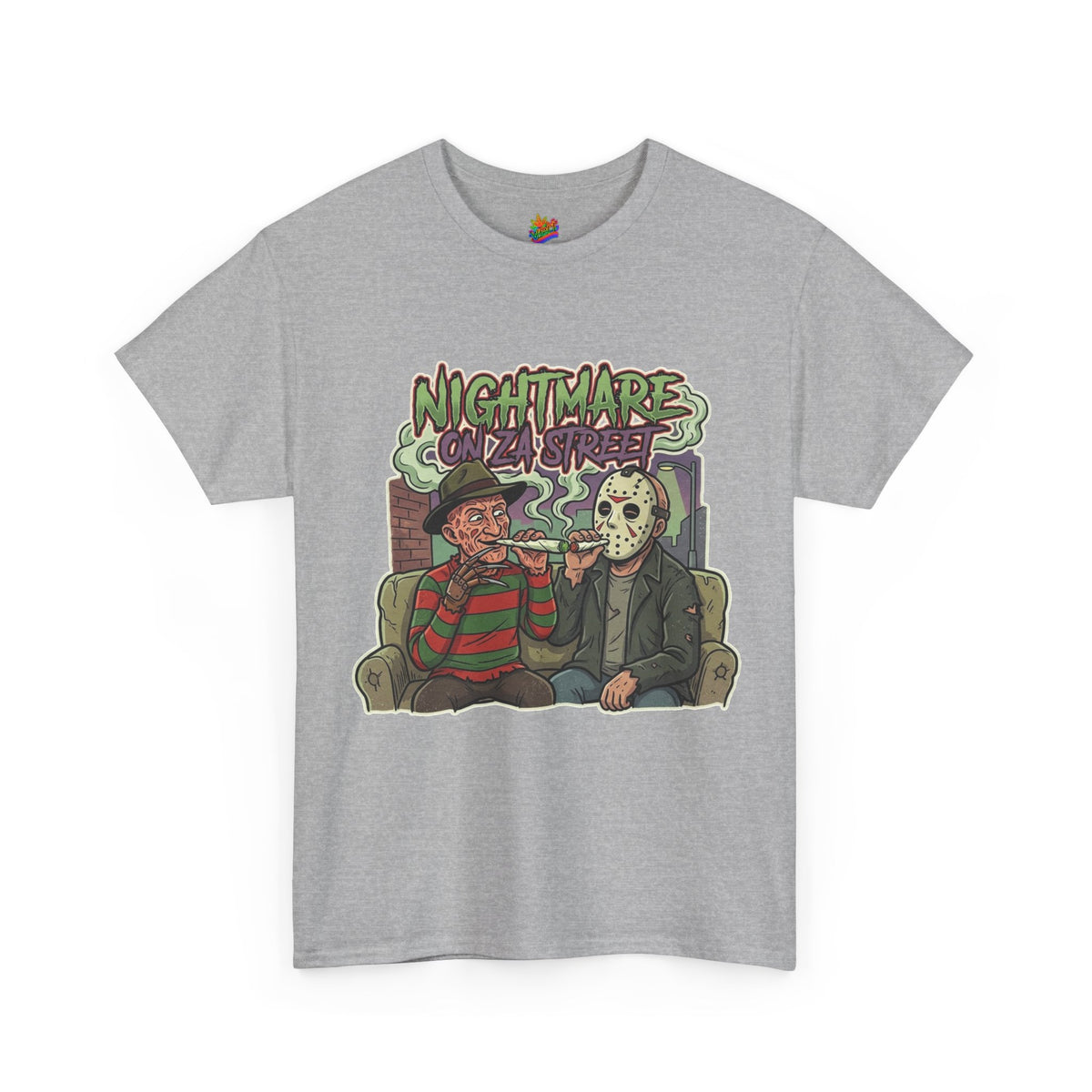 Vert Freddy & Jason Smoker Vintage Style Unisex Cotton Graphic T-Shirt