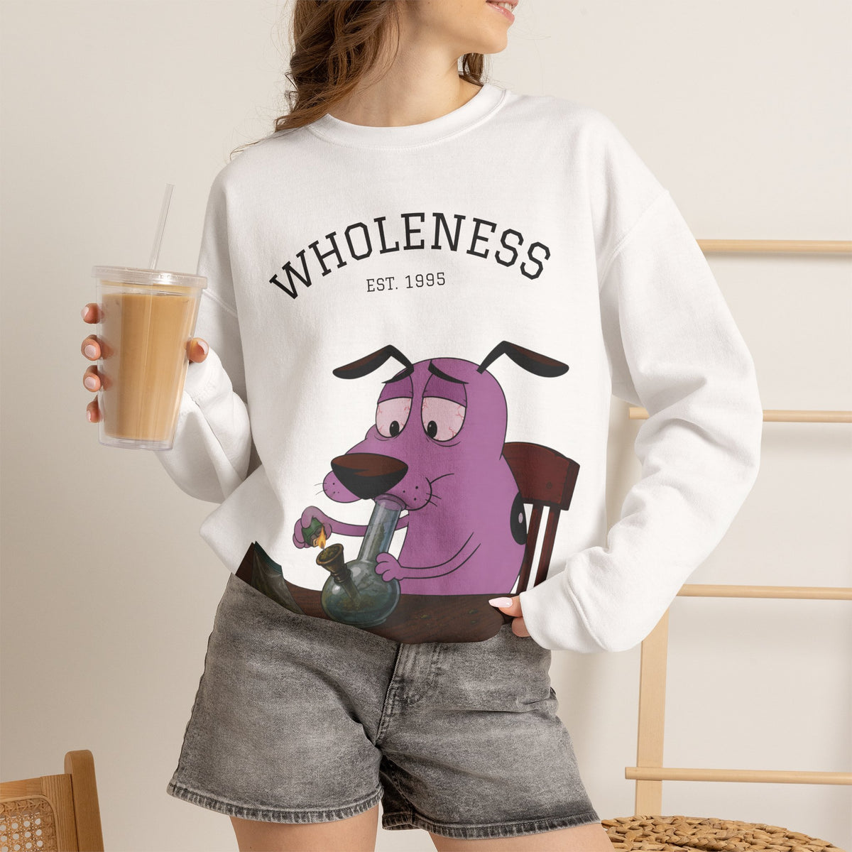 Vert Courage The Cowardly Dog Smoker Unisex Graphic Crewneck Sweatshirt