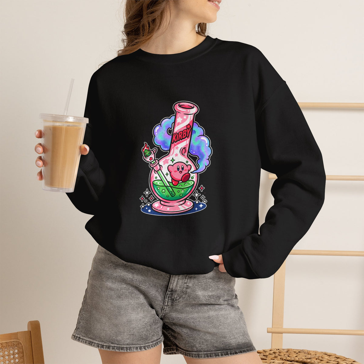 Vert Kirby Bong Vintage Style Unisex Graphic Crewneck Sweatshirt