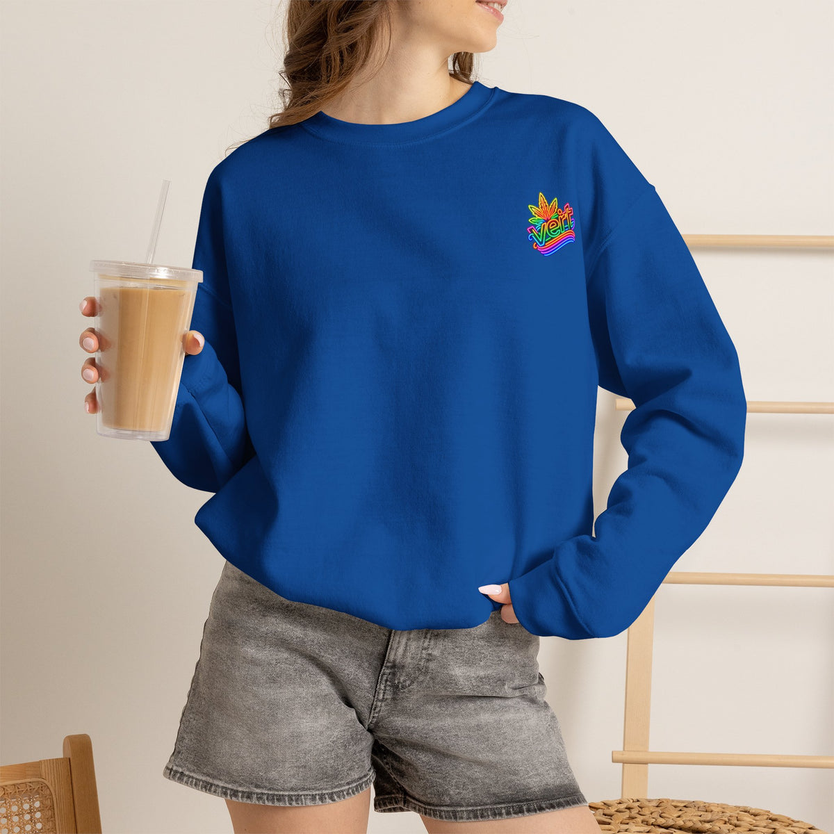 Vert Crested Neon Logo Vintage Style Unisex Graphic Crewneck Sweatshirt
