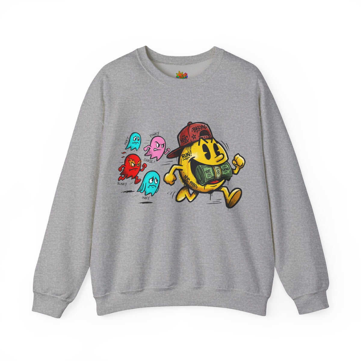 Vert NY Pac-Man Vintage Style Unisex Graphic Crewneck Sweatshirt